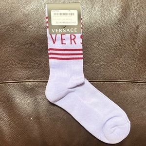 Versace Purple and Burgundy Vintage Logo Socks sz  M